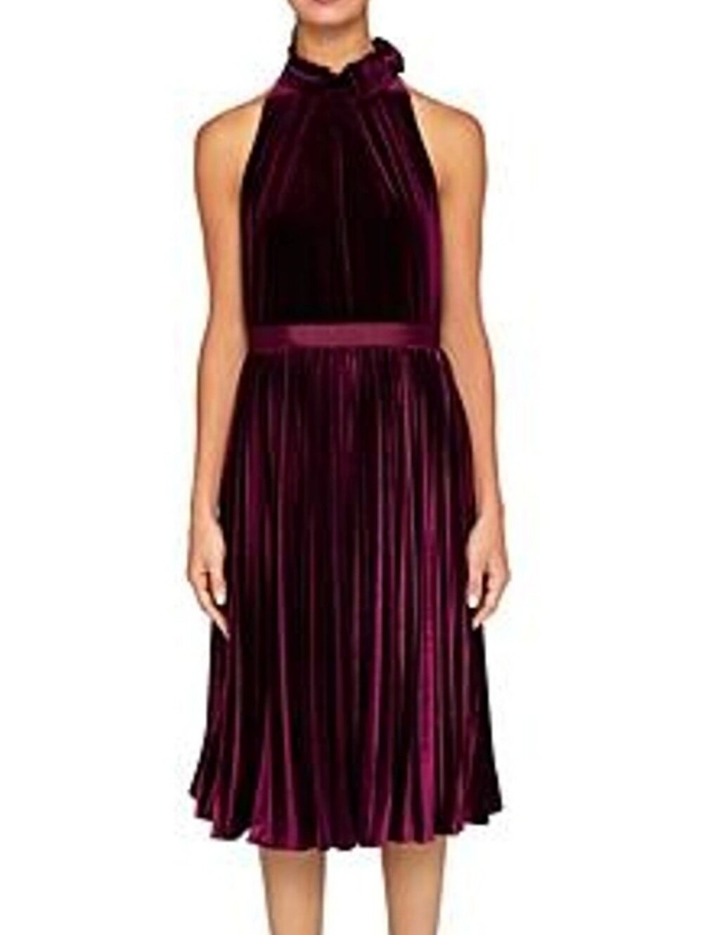 Ted Baker Cornela Sleeveless Velvet Halter Midi Dress in Deep Plum Size 10 US